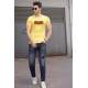 Madmext Yellow Printed T-shirt for Men 4589 - Sarı