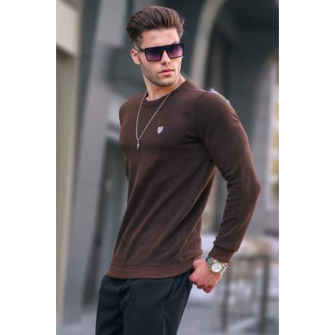 Dark Brown Regular Fit Basic Sweatshirt 5799 - Koyu kahverengi