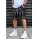 Madmext Men Printed Black Capri Shorts 2408 - Siyah