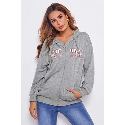 Mad Girls Grey Printed Sweatshirt MG804 - Gri