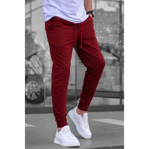 Madmext Men Elastic Bottom Maroon Sweatpants 4821 - Bordo