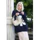 Women Designed Navy Blue Oversize Sweater MG1427 - Lacivert