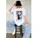 White Printed Oversize T-Shirt MG1417 - Beyaz