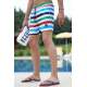 Madmext Men Striped Maroon Swim Shorts 2945 - Bordo