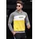 Madmext Gray Color Blocked Hooded Men Sweatshirt 4699 - Gri