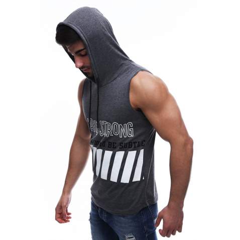 Madmext Men Smoke Gray Tank Top Hoodie 2858 - Füme