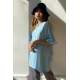 Mad Girls Oversize Blue T-shirt MG1354 - Mavi