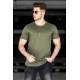 Madmext Men Ripped Khaki T-shirt 2883 - Haki yeşili