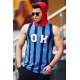 Madmext Black-Blue Striped T-shirt with Hood for Men 4024 - Çok renkli