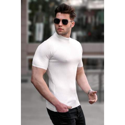 Madmext White Knitwear With Roll Neck T-shirt 4604 - Beyaz