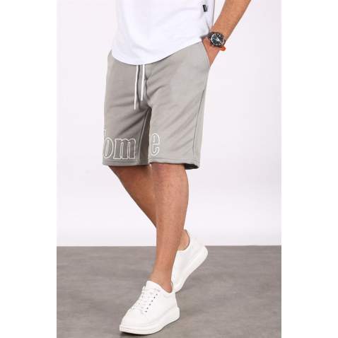 Madmext Men Printed Dye Gray Capri Shorts 5439 - Boyalı gri