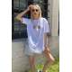 Women Printed Oversize White T-Shirt MG808 - Beyaz