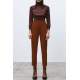 Mad Girls High Waist Tile Brown Trousers MG1331 - Kiremit