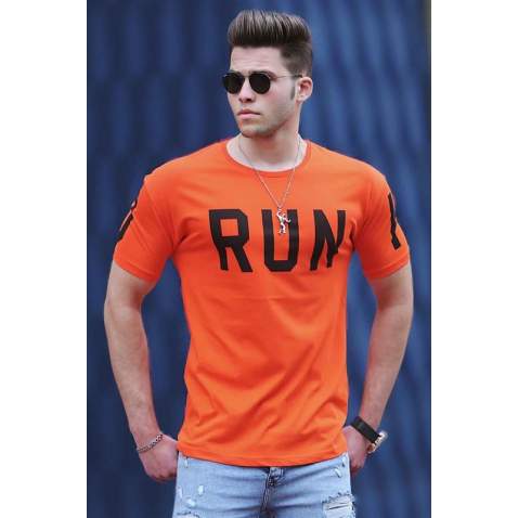 Madmext Orange Printed T-shirt for Men 3035 - Turuncu