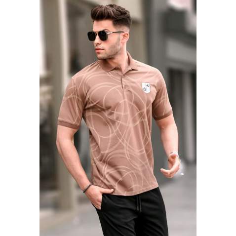 Men Designed Brown Polo T-Shirt 5873 - Kahverengi