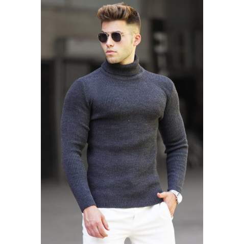 Madmext Men Turtleneck Anthracite Sweater 5180 - Antrasit