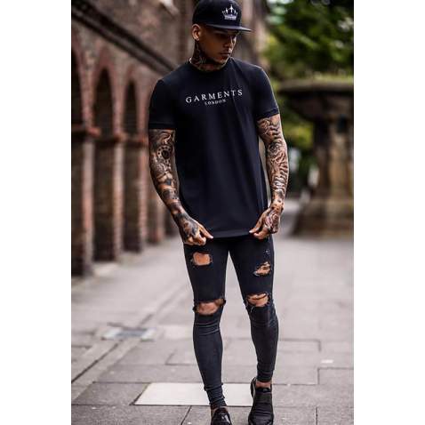 Madmext Black Printed T-shirt for Men 4018 - Siyah