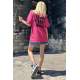 Women Printed Pink T-Shirt - Pembe