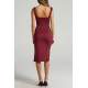 Mad Girls Plain Maroon Midi Dress MG1423 - Bordo