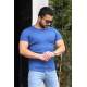 Madmext Men Basic Blue T-Shirt 4077 - Sax mavi