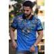 Madmext Blue Printed Polo Shirt for Men 2885 - Sax mavi