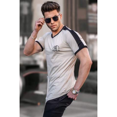 Madmext Men Printed Beige T-Shirt 4472 - Bej