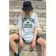 Women Printed Oversize Gray T-Shirt MG1226 - Gri