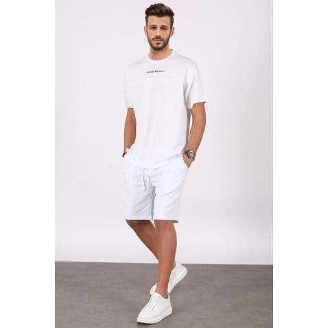 Madmext Men White Shorts Set 5382 - Beyaz