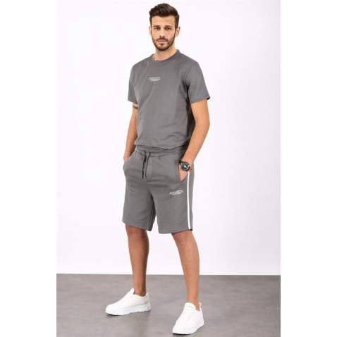 Madmext Men Oversize Smoke Gray Shorts Set 5376 - Füme