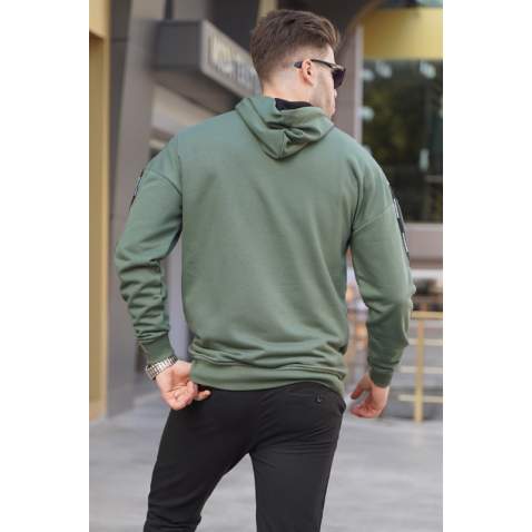 Madmext Khaki Basic Men's Hoodie 4721 - Haki