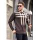 Brown Printed Sweatshirt 6031 - Kahverengi