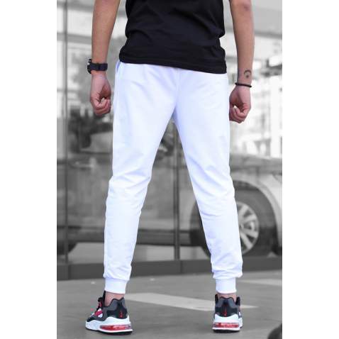 Madmext Men Elastic Bottom White Sweatpants 4821 - Beyaz