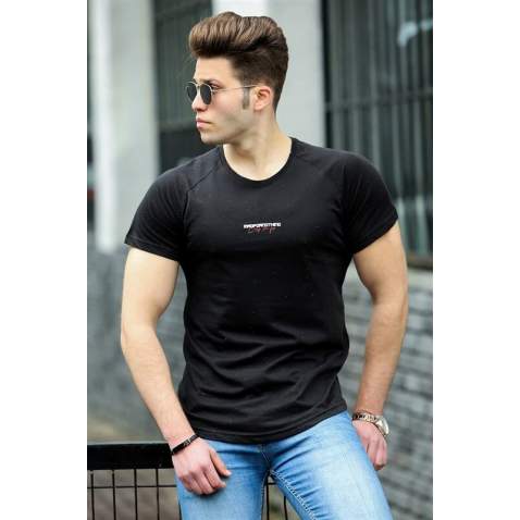 Madmext Black Basic T-shirt for Men 4516 - Siyah