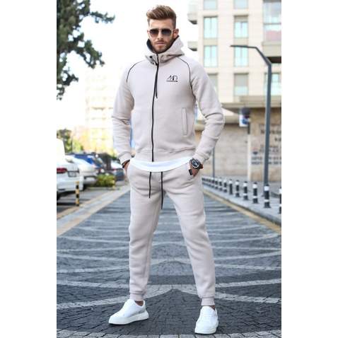 Madmext Beige Tracksuit For Men 5660 - Bej