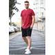 Madmext Men Maroon/Black T-shirt/Shorts Set 5655 - Bordo/siyah