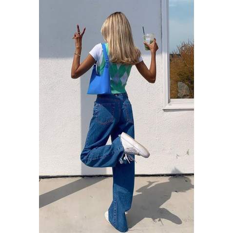 Mad Girls Blue Palazzo Jeans Mg1289 - Mavi