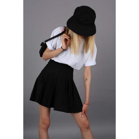 Women Basic Pleated Black Skirt MG1484 - Siyah