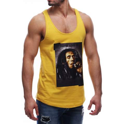 Madmext Yellow Bob Marley Printed T-shirt for Men 2634 - Sarı