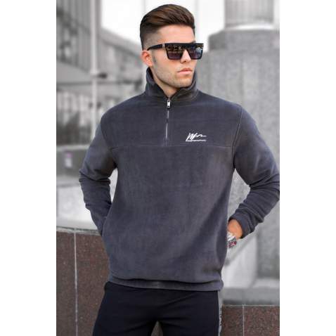 Madmext Smoke Gray Zipper Sweatshirt For Men 5310 - Füme