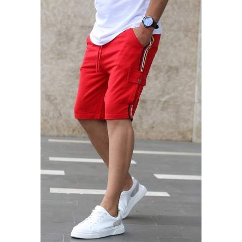 Madmext Red Striped Fitness Capri for Men 2907 - Kırmızı