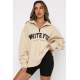 Mad Girls Beige Zip Sweatshirt Mg1246 - Bej