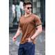 Men Basic Brown T-Shirt - Kahverengi