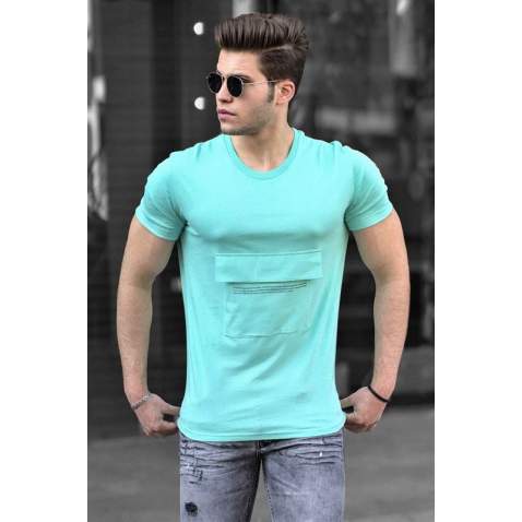 Madmext Green T-shirt With Pocket for Men 4621 - Turkuaz