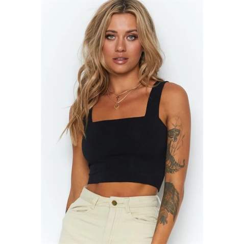 Mad Girls Black Crop Top MG1010 - Siyah