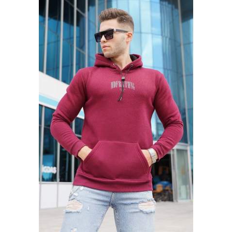 Madmext Maroon Hoodie Sweatshirt For Men 5331 - Bordo