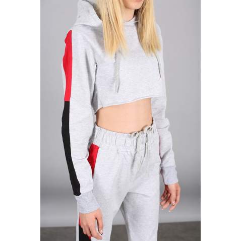 Mad Girls Grey Tracksuit with Hooded MG301 - Gri