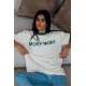 White Embroidered Oversize T-Shirt MG1485 - Beyaz