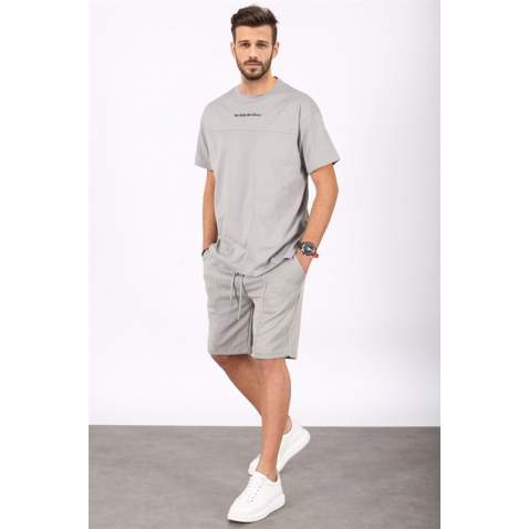 Madmext Men Dye Gray Shorts Set 5382 - Boyalı gri