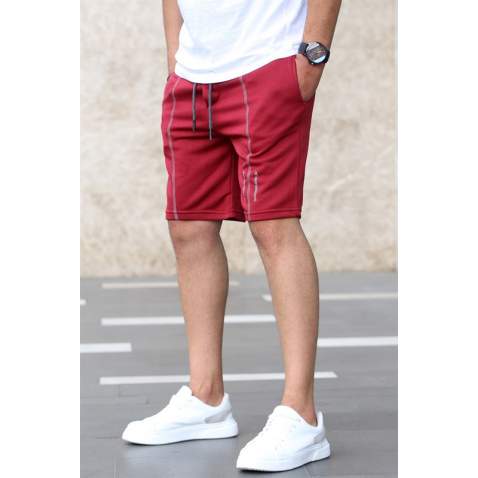 Madmext Maroon Capri Shorts 4849 - Bordo