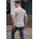 Men Designed White Shirt - Beyaz